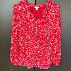 Carolina Belle Red Floral Blouse size L